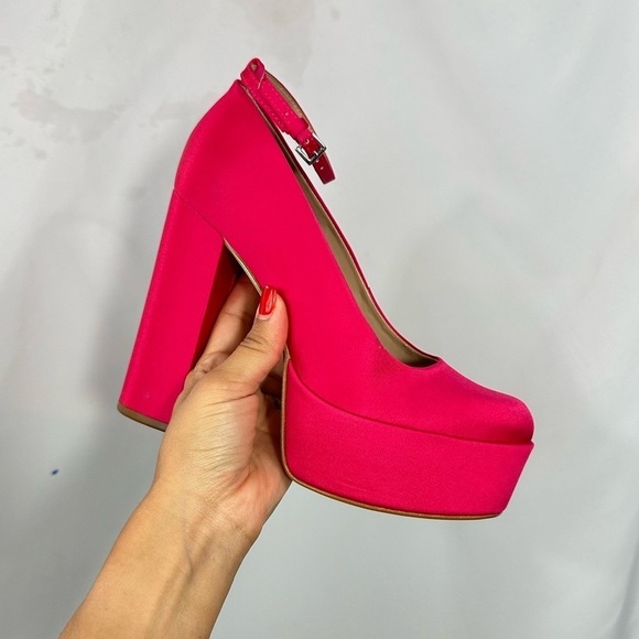 Steve Madden Artem hot pink platform ankle strap heels size 7.5 - Picture 2 of 8